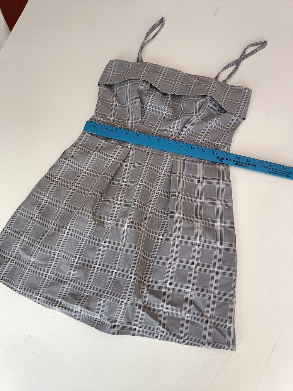 Source Unknown Gray Plaid Spaghetti Strap Mini Dress